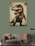 Kanvas Tablo Dinozor Gazete Fon