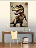 Kanvas Tablo Dinozor Gazete Fon