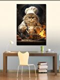 Kanvas Tablo Aşçı Obur Kedi
