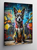 Kanvas Tablo Sevimli Köpek Ve Graffitiler