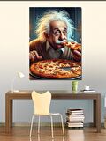 Kanvas Tablo Albert Einstein Pizza Yiyor