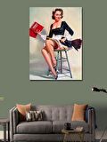 Kanvas Tablo Jartiyerli Pin Up Kadın