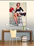 Kanvas Tablo Jartiyerli Pin Up Kadın