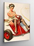 Kanvas Tablo Karting  Kullanan Pin Up Kızı