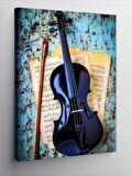 Kanvas Tablo Keman Ve Müzik Notaları