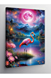 Kanvas Tablo Pembe Flamingo