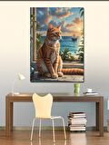 Kanvas Tablo Sarı Kedi Ve Sahil