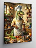 Kanvas Tablo Aşçı Dinozor