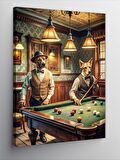 Kanvas Tablo Bilardo Oynayan Köpekler