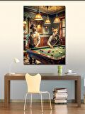 Kanvas Tablo Bilardo Oynayan Köpekler