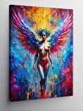 Kanvas Tablo Köpek Ve Kelebek Kanatlı Kadın