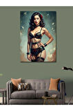 Kanvas Tablo Jartiyer Çoraplı Pin Up Kızı