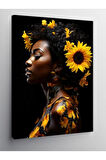 Kanvas Tablo Afrikalı Kadın Ve Sarı Çiçekler