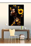 Kanvas Tablo Afrikalı Kadın Ve Sarı Çiçekler