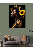 Kanvas Tablo Afrikalı Kadın Ve Sarı Çiçekler