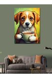 Kanvas Tablo Kahve İçen Köpek