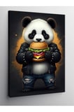 Kanvas Tablo Hamburger Yiyen Panda