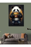 Kanvas Tablo Hamburger Yiyen Panda