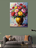 Kanvas Tablo Altın Vazoda Çiçekler