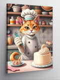 Kanvas Tablo Şef Kedi Ve Pasta