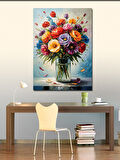 Kanvas Tablo Cam Vazoda Renkli Çiçekler