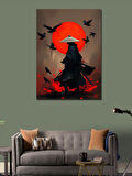 Kanvas Tablo Samuray Ve Kırmızı Ay