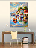 Kanvas Tablo Akdeniz Kıyısında Tekneler