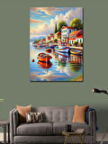 Kanvas Tablo Akdeniz Kıyısında Tekneler