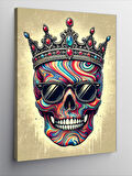 Kanvas Tablo Taçlı Renkli Kafatası