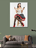 Kanvas Tablo Kırmızı Topuklu Kadın