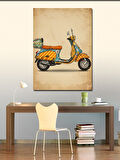 Kanvas Tablo Retro Sarı Scooter