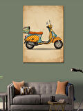 Kanvas Tablo Retro Sarı Scooter