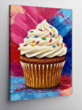 Kanvas Tablo Renkli Cupcake Çizimi