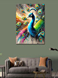 Kanvas Tablo Renkli Tavuskuşu Çizimi