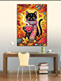 Kanvas Tablo Renkli Kedi Deseni