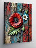 Kanvas Tablo Renkli Çiçek ve Ahşap