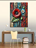 Kanvas Tablo Renkli Çiçek ve Ahşap