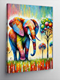 Kanvas Tablo Soyut Renkli Fil Çizimi