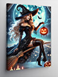 Kanvas Tablo Balkabağı ve Cadı Kadın