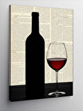 Kanvas Tablo Şarap Şişesi ve Kadeh