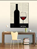 Kanvas Tablo Şarap Şişesi ve Kadeh