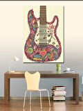 Kanvas Tablo Renkli Çiçekli Gitar