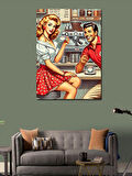 Kanvas Tablo Retro Kafe Aşkı