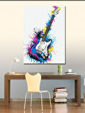 Kanvas Tablo Splash Tarzı Elektro Gitar