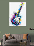 Kanvas Tablo Splash Tarzı Elektro Gitar