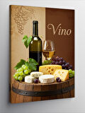 Kanvas Tablo Şarap, Peynir ve Üzüm