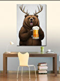 Kanvas Tablo Bira Tutmuş Kızgın Ayı