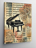 Kanvas Tablo Antik Piyano ve Nota Çizimleri