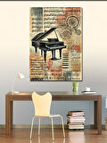 Kanvas Tablo Antik Piyano ve Nota Çizimleri