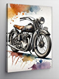 Kanvas Tablo Vintage Motosiklet ve Renk Darbeleri